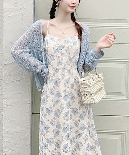 Primazel(プリマゼル)の「花柄ロングキャミワンピース(ワンピース・レディース・ブルー・M)」の5枚目の写真