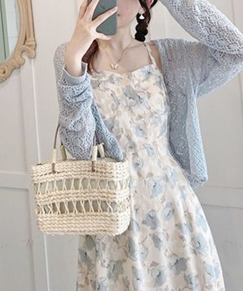 Primazel(プリマゼル)の「花柄ロングキャミワンピース(ワンピース・レディース・ブルー・M)」の6枚目の写真