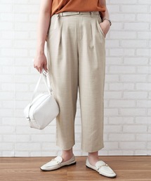 麻調合繊ビンテージ素材ワイドパンツ 股下55cm