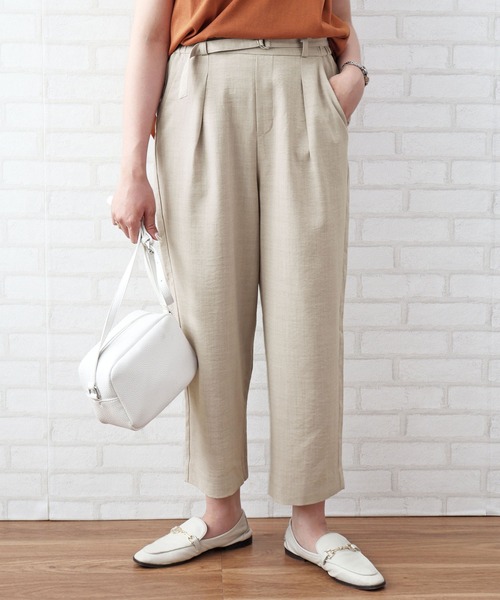 BELLUNA PLUS(ベルーナ)の「麻調合繊ビンテージ素材ワイドパンツ 股下55cm(その他パンツ・レディース・カーキ/テラコッタ/ネイビー/サンドベージュ・SMALL/MEDIUM/LARGE/X-LARGE)」の3枚目の写真