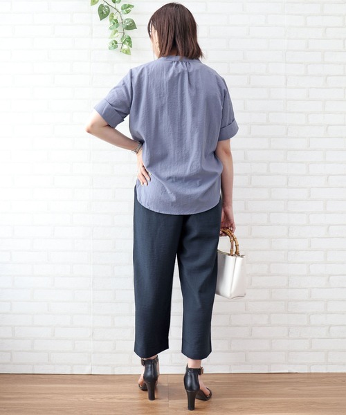BELLUNA PLUS(ベルーナ)の「麻調合繊ビンテージ素材ワイドパンツ 股下55cm(その他パンツ・レディース・カーキ/テラコッタ/ネイビー/サンドベージュ・SMALL/MEDIUM/LARGE/X-LARGE)」の10枚目の写真