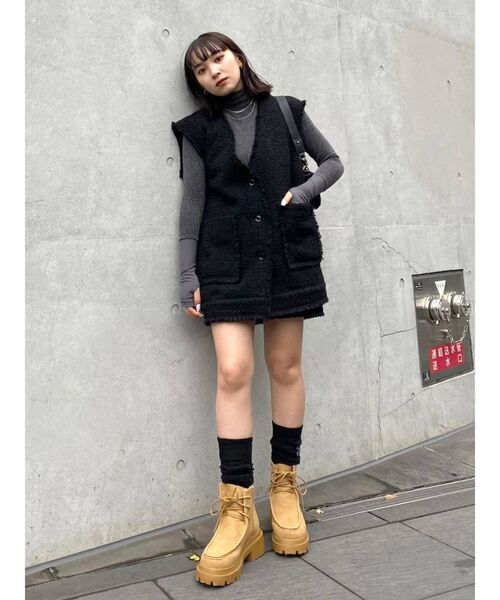 EMODA（エモダ）の「エンブレムルーズソックス（ソックス/靴下・レディース・ホワイト/ブラック・FREE）」の10枚目の写真