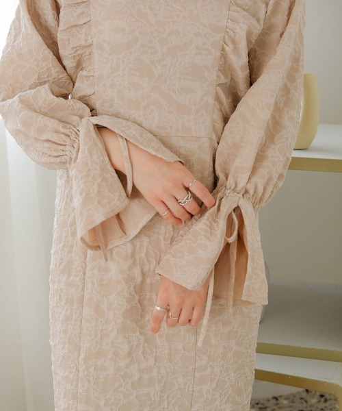 Bab（バブ）の「【新色追加】ニュアンスジャガードワンピース（ワンピース・レディース・ブラック/ベージュ/イエロー/アイボリー・M）」の21枚目の写真