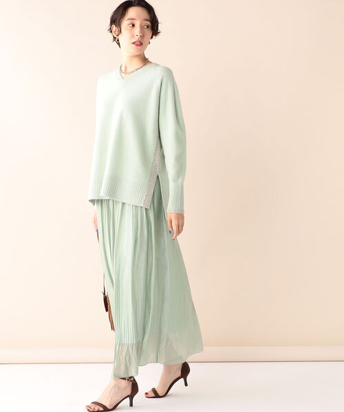 NOLLEY'S カシミヤブレンド　Vネックプルオーバーニット　ピンク　春色 NOLLYS カシミヤブレンドVネックプルオーバーニット ベビーピンク