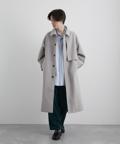 JUNRED（ジュンレッド）の「ウーリーニットケープステンカラーオーバーコート（ステンカラーコート・メンズ・ライトグレー/ブラック/ブルー系その他4・S/M/L）」の12枚目の写真