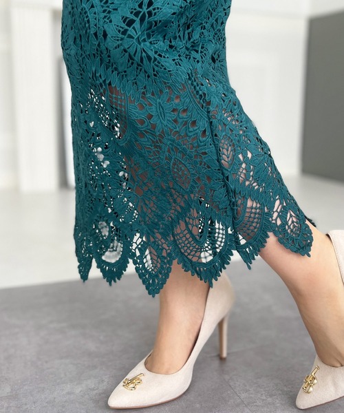 Julia Boutique(ジュリアブティック)の「刺繍レースタイトスカート/22531(スカート・レディース・ブラック/グリーン/プラム・ONE)」の9枚目の写真