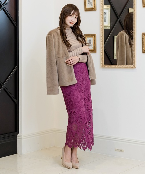 Julia Boutique(ジュリアブティック)の「刺繍レースタイトスカート/22531(スカート・レディース・ブラック/グリーン/プラム・ONE)」の13枚目の写真