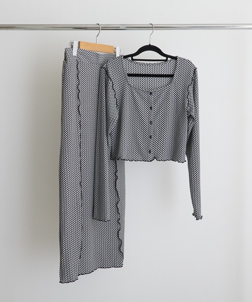 PAPAVER（パパヴェル）の「【papaver】フクレチェックメロー配色スリットスカート（スカート・レディース・ブラック/オレンジ/マスタード・MEDIUM）」の12枚目の写真