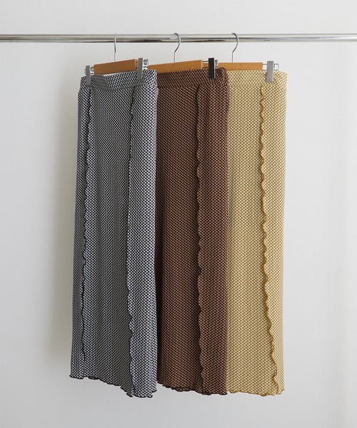 PAPAVER（パパヴェル）の「【papaver】フクレチェックメロー配色スリットスカート（スカート・レディース・ブラック/オレンジ/マスタード・MEDIUM）」の14枚目の写真