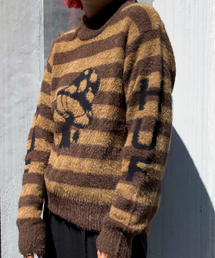 huf ロゴ入り ブラウンニットセーター nd0407-05_1.jpg