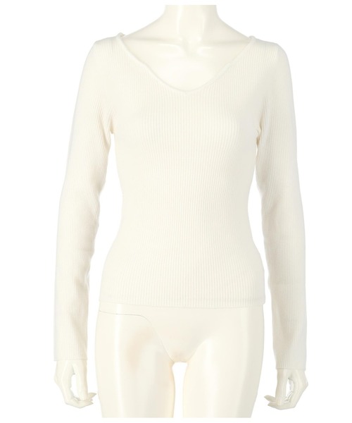 ANAP（アナップ）の「リブキーネックニットトップスカットソー（ニット/セーター・レディース・オフホワイト/ブラック/ライトベージュ/モスグリーン/グレー/グレイッシュベージュ/アイボリー・FREE）」の13枚目の写真