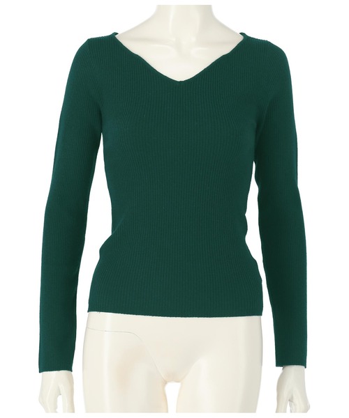 ANAP（アナップ）の「リブキーネックニットトップスカットソー（ニット/セーター・レディース・オフホワイト/ブラック/ライトベージュ/モスグリーン/グレー/グレイッシュベージュ/アイボリー・FREE）」の16枚目の写真