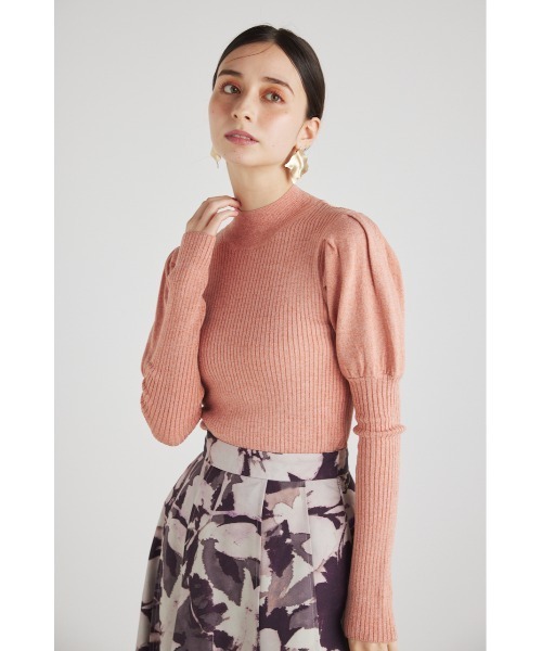 rienda(リエンダ)の「パフスリーブラメニットトップス(ニット/セーター・レディース・ブラック/ベージュ/ブラウン/ピンク・FREE)」の13枚目の写真