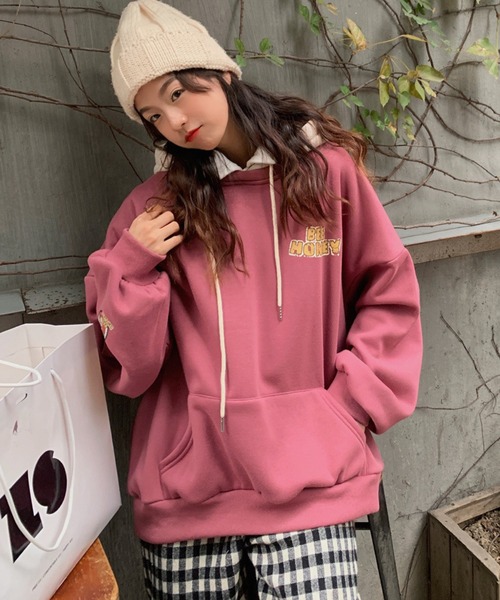 meJane（ミージェーン）の「HONEY BREADバックロゴフード配色プルパーカー（パーカー・レディース・チャコールグレー/ブルーグリーン/チェリーピンク・FREE）」の21枚目の写真