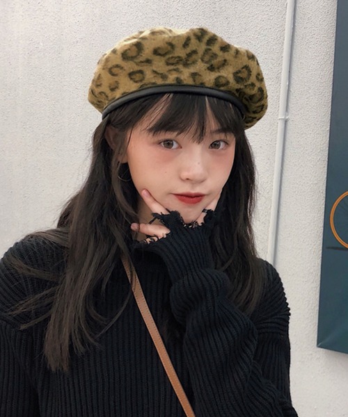 HALEY PESCA(ヘーリーペスカ)の「HALEY PESCA/レオパード柄ベレー帽(ハンチング/ベレー帽・レディース・グレー/ダークグレー/ブラウン・FREE)」の1枚目の写真