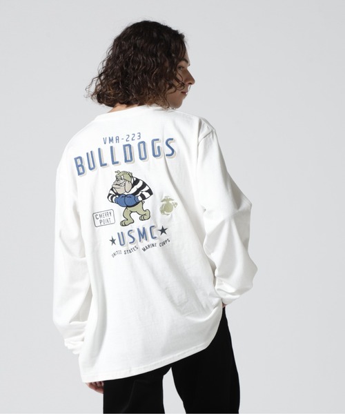 AVIREX（アヴィレックス）の「BULLDOG LONG SLEEVE T-SHIRT / ブルドッグ 長袖 Tシャツ / AVIREX / アヴィレックス（Tシャツ/カットソー・メンズ・ブラック/オリーブ系/ホワイト・2XL/M/L/XL）」の12枚目の写真