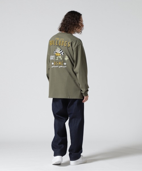 AVIREX（アヴィレックス）の「BULLDOG LONG SLEEVE T-SHIRT / ブルドッグ 長袖 Tシャツ / AVIREX / アヴィレックス（Tシャツ/カットソー・メンズ・ブラック/オリーブ系/ホワイト・2XL/M/L/XL）」の14枚目の写真