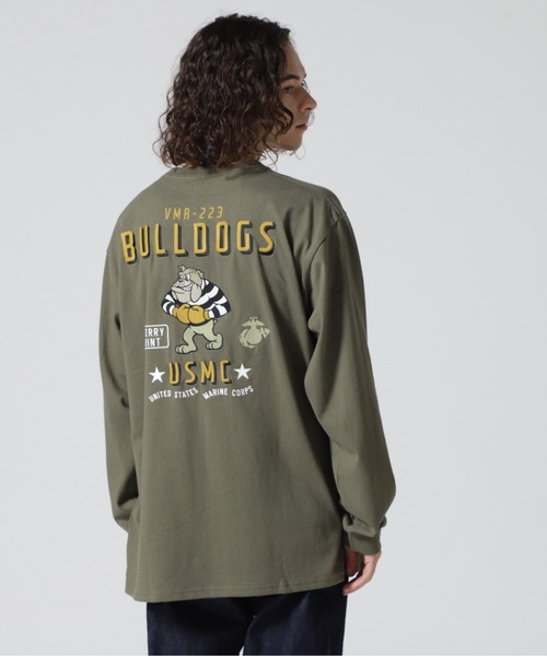 AVIREX（アヴィレックス）の「BULLDOG LONG SLEEVE T-SHIRT / ブルドッグ 長袖 Tシャツ / AVIREX / アヴィレックス（Tシャツ/カットソー・メンズ・ブラック/オリーブ系/ホワイト・2XL/M/L/XL）」の9枚目の写真