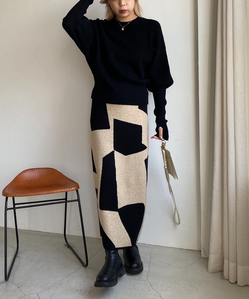 CAPRICIEUX LE'MAGE(カプリシューレマージュ)の「保温パフットニット(ニット/セーター・レディース・ライトベージュ/ピンク/ブラック・FREE)」の11枚目の写真