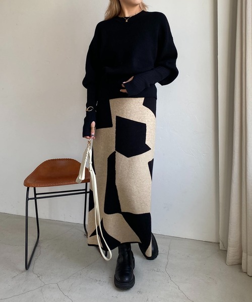 CAPRICIEUX LE'MAGE(カプリシューレマージュ)の「保温パフットニット(ニット/セーター・レディース・ライトベージュ/ピンク/ブラック・FREE)」の8枚目の写真