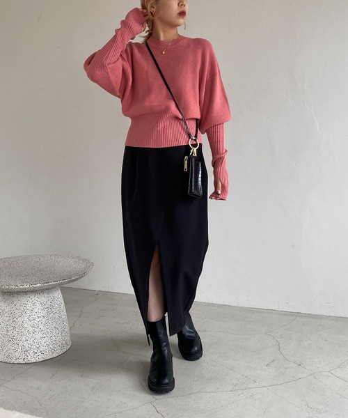 CAPRICIEUX LE'MAGE(カプリシューレマージュ)の「保温パフットニット(ニット/セーター・レディース・ライトベージュ/ピンク/ブラック・FREE)」の20枚目の写真