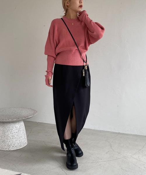 CAPRICIEUX LE'MAGE(カプリシューレマージュ)の「保温パフットニット(ニット/セーター・レディース・ライトベージュ/ピンク/ブラック・FREE)」の17枚目の写真