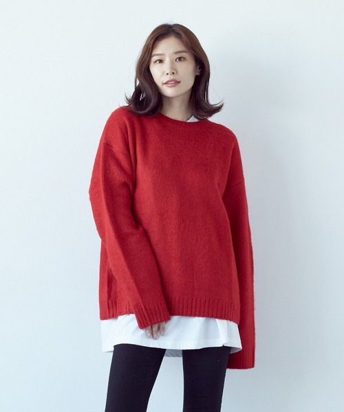 VIBGYOR(ヴィブジョー)の「モヘアタッチクルー/N BIG P/O(BL)(Tシャツ/カットソー・レディース・ブルー/ブラック系その他2/ブラック×レッド/グレー系その他/エメラルド/マスタード/グレー系その他2/ブラック×ホワイト/ライトグレー/グリーン/ブラック/レッド・MEDIUM)」の12枚目の写真