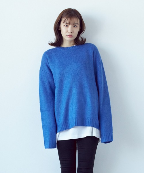 VIBGYOR(ヴィブジョー)の「モヘアタッチクルー/N BIG P/O(BL)(Tシャツ/カットソー・レディース・ブルー/ブラック系その他2/ブラック×レッド/グレー系その他/エメラルド/マスタード/グレー系その他2/ブラック×ホワイト/ライトグレー/グリーン/ブラック/レッド・MEDIUM)」の10枚目の写真