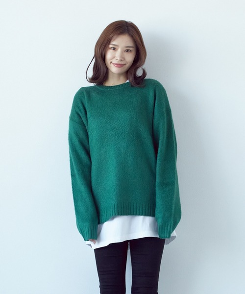 VIBGYOR(ヴィブジョー)の「モヘアタッチクルー/N BIG P/O(BL)(Tシャツ/カットソー・レディース・ブルー/ブラック系その他2/ブラック×レッド/グレー系その他/エメラルド/マスタード/グレー系その他2/ブラック×ホワイト/ライトグレー/グリーン/ブラック/レッド・MEDIUM)」の8枚目の写真