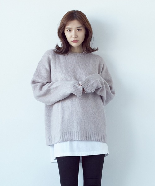 VIBGYOR(ヴィブジョー)の「モヘアタッチクルー/N BIG P/O(BL)(Tシャツ/カットソー・レディース・ブルー/ブラック系その他2/ブラック×レッド/グレー系その他/エメラルド/マスタード/グレー系その他2/ブラック×ホワイト/ライトグレー/グリーン/ブラック/レッド・MEDIUM)」の5枚目の写真