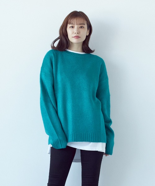 VIBGYOR(ヴィブジョー)の「モヘアタッチクルー/N BIG P/O(BL)(Tシャツ/カットソー・レディース・ブルー/ブラック系その他2/ブラック×レッド/グレー系その他/エメラルド/マスタード/グレー系その他2/ブラック×ホワイト/ライトグレー/グリーン/ブラック/レッド・MEDIUM)」の9枚目の写真