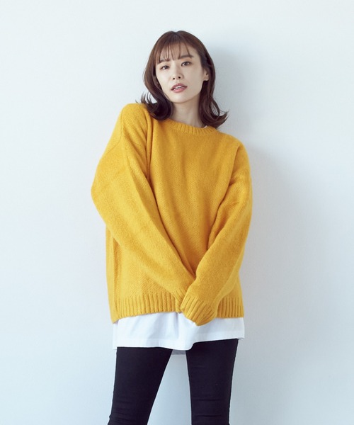 VIBGYOR(ヴィブジョー)の「モヘアタッチクルー/N BIG P/O(BL)(Tシャツ/カットソー・レディース・ブルー/ブラック系その他2/ブラック×レッド/グレー系その他/エメラルド/マスタード/グレー系その他2/ブラック×ホワイト/ライトグレー/グリーン/ブラック/レッド・MEDIUM)」の11枚目の写真