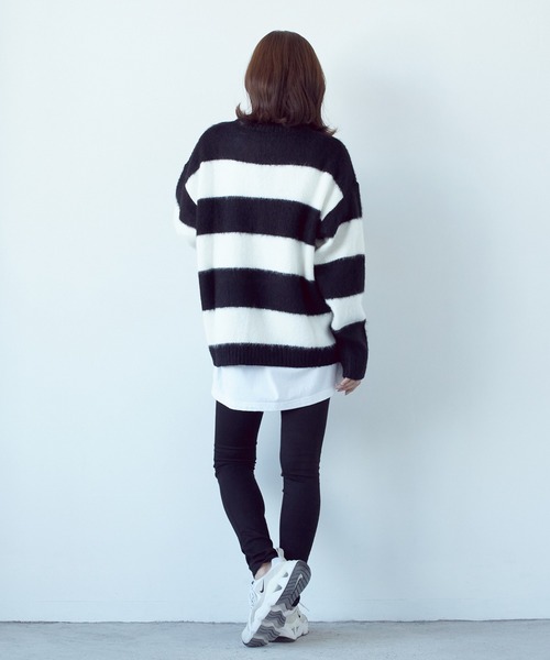 VIBGYOR(ヴィブジョー)の「モヘアタッチクルー/N BIG P/O(BL)(Tシャツ/カットソー・レディース・ブルー/ブラック系その他2/ブラック×レッド/グレー系その他/エメラルド/マスタード/グレー系その他2/ブラック×ホワイト/ライトグレー/グリーン/ブラック/レッド・MEDIUM)」の13枚目の写真