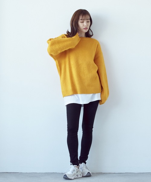 VIBGYOR(ヴィブジョー)の「モヘアタッチクルー/N BIG P/O(BL)(Tシャツ/カットソー・レディース・ブルー/ブラック系その他2/ブラック×レッド/グレー系その他/エメラルド/マスタード/グレー系その他2/ブラック×ホワイト/ライトグレー/グリーン/ブラック/レッド・MEDIUM)」の16枚目の写真
