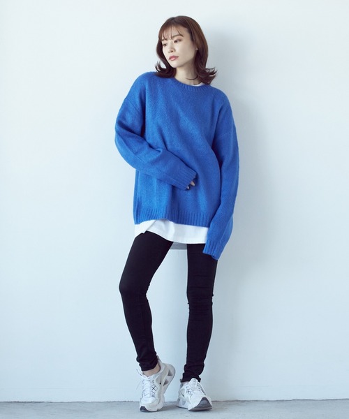 VIBGYOR(ヴィブジョー)の「モヘアタッチクルー/N BIG P/O(BL)(Tシャツ/カットソー・レディース・ブルー/ブラック系その他2/ブラック×レッド/グレー系その他/エメラルド/マスタード/グレー系その他2/ブラック×ホワイト/ライトグレー/グリーン/ブラック/レッド・MEDIUM)」の20枚目の写真