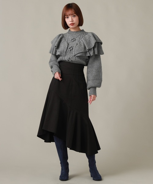 Cheek(チーク)の「ケーブルフリルニット(ニット/セーター・レディース・オフホワイト/グレー/モカ・MEDIUM)」の11枚目の写真