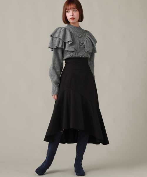 Cheek(チーク)の「ケーブルフリルニット(ニット/セーター・レディース・オフホワイト/グレー/モカ・MEDIUM)」の13枚目の写真