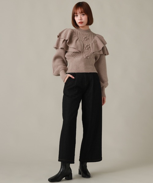 Cheek(チーク)の「ケーブルフリルニット(ニット/セーター・レディース・オフホワイト/グレー/モカ・MEDIUM)」の18枚目の写真