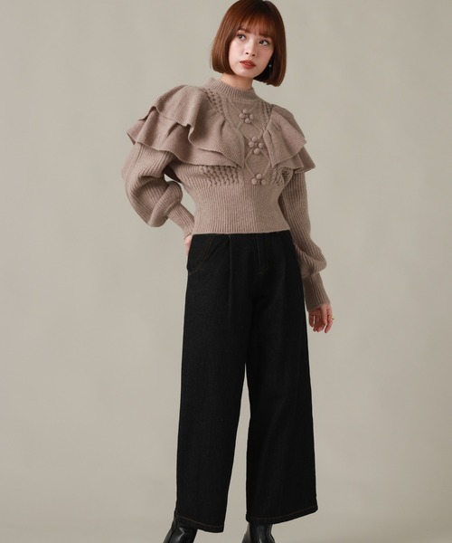 Cheek(チーク)の「ケーブルフリルニット(ニット/セーター・レディース・オフホワイト/グレー/モカ・MEDIUM)」の20枚目の写真