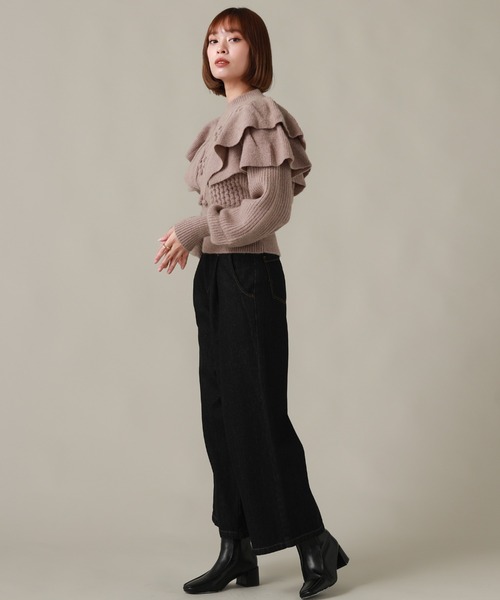 Cheek(チーク)の「ケーブルフリルニット(ニット/セーター・レディース・オフホワイト/グレー/モカ・MEDIUM)」の21枚目の写真