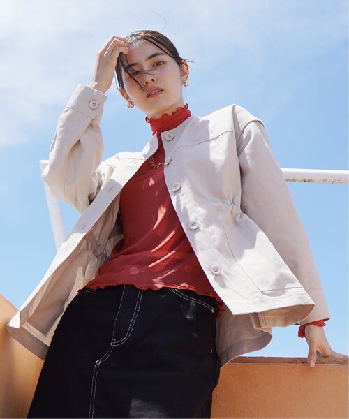 VENCEEXCHANGE（ヴァンスエクスチェンジ）の「ノーカラーマルチウェイジャケット／ミリタリージャケット／マルチWAY／ミリタリーベスト（ミリタリージャケット・レディース・ダークグリーン/オフホワイト・FREE）」の19枚目の写真