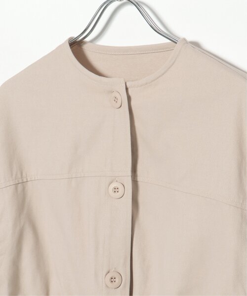 VENCEEXCHANGE（ヴァンスエクスチェンジ）の「ノーカラーマルチウェイジャケット／ミリタリージャケット／マルチWAY／ミリタリーベスト（ミリタリージャケット・レディース・ダークグリーン/オフホワイト・FREE）」の6枚目の写真