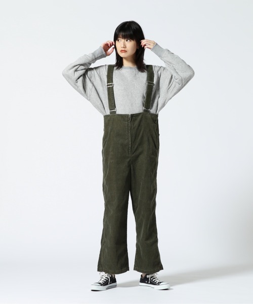 URVIN（アービン）の「URVIN/アービン　ZIP OVERALL CORDUROY（サロペット/オーバーオール・レディース・チャコール/オリーブ系・1/0）」の2枚目の写真