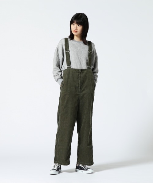 URVIN（アービン）の「URVIN/アービン　ZIP OVERALL CORDUROY（サロペット/オーバーオール・レディース・チャコール/オリーブ系・1/0）」の4枚目の写真