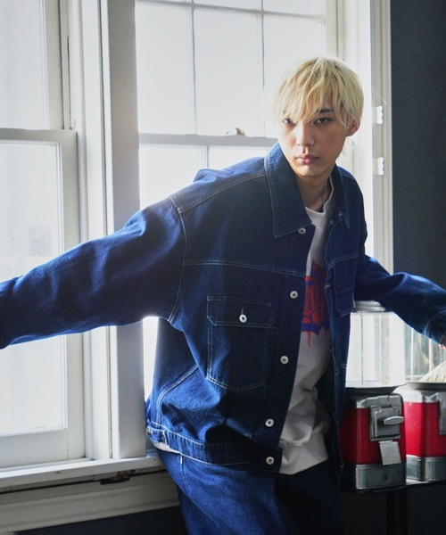 re_k by JUNRED（レクバイジュンレッド）の「re_k by JUNRED / ルーズデニムトラッカージャケット（デニムジャケット・メンズ・ネイビー/サックスブルー・S/M/L）」の9枚目の写真