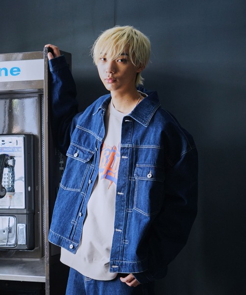 re_k by JUNRED（レクバイジュンレッド）の「re_k by JUNRED / ルーズデニムトラッカージャケット（デニムジャケット・メンズ・ネイビー/サックスブルー・S/M/L）」の3枚目の写真