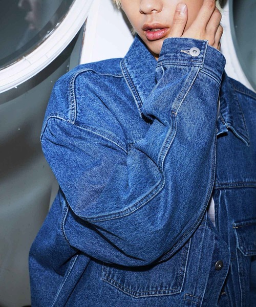 re_k by JUNRED（レクバイジュンレッド）の「re_k by JUNRED / ルーズデニムトラッカージャケット（デニムジャケット・メンズ・ネイビー/サックスブルー・S/M/L）」の4枚目の写真