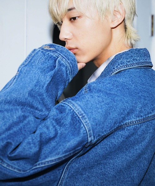 re_k by JUNRED（レクバイジュンレッド）の「re_k by JUNRED / ルーズデニムトラッカージャケット（デニムジャケット・メンズ・ネイビー/サックスブルー・S/M/L）」の8枚目の写真