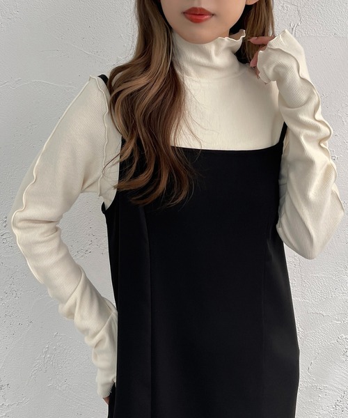 apres jour mignon(アプレジュールミニョン)の「起毛リブメロートップス【ZOZOTOWN限定アイテム】(Tシャツ/カットソー・レディース・ブラック/グレイッシュベージュ/グリーン/ブルー/オレンジ/アイボリー・フリー/X-LARGE)」の13枚目の写真