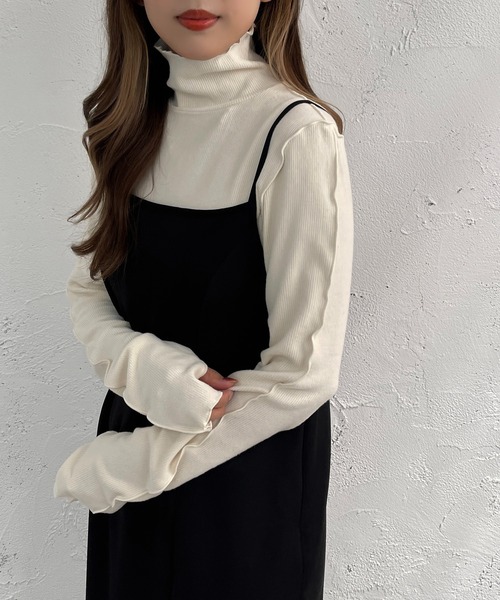 apres jour mignon(アプレジュールミニョン)の「起毛リブメロートップス【ZOZOTOWN限定アイテム】(Tシャツ/カットソー・レディース・ブラック/グレイッシュベージュ/グリーン/ブルー/オレンジ/アイボリー・フリー/X-LARGE)」の15枚目の写真